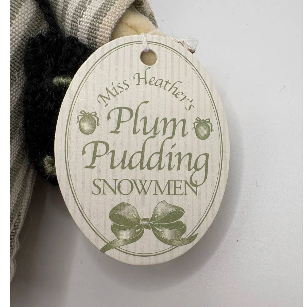 Vintage Miss Heather's Plum Pudding Snowmen Set of 2 Artisan Flair Christmas NWT
